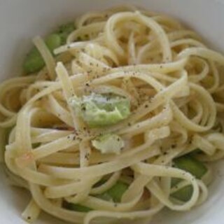 空豆とクリームチーズのパスタ